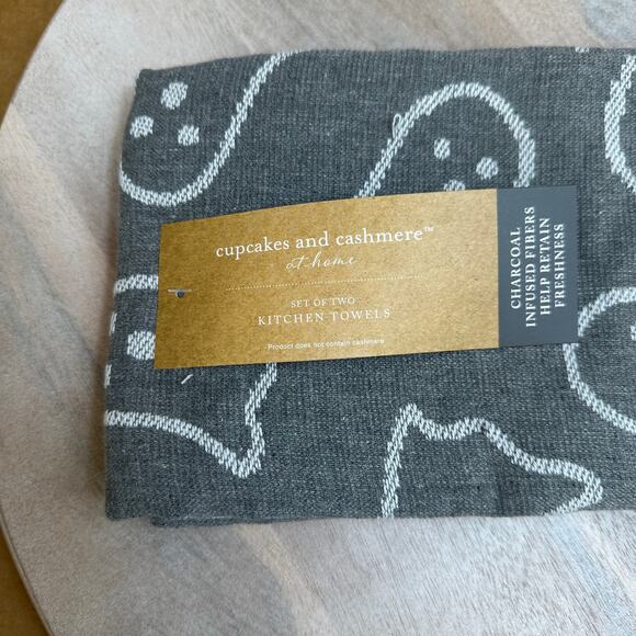 Cupcakes and Cashmere Grey Ghost Kitchen Towel 2 Pack Halloween Towels New - Picture 2 of 12